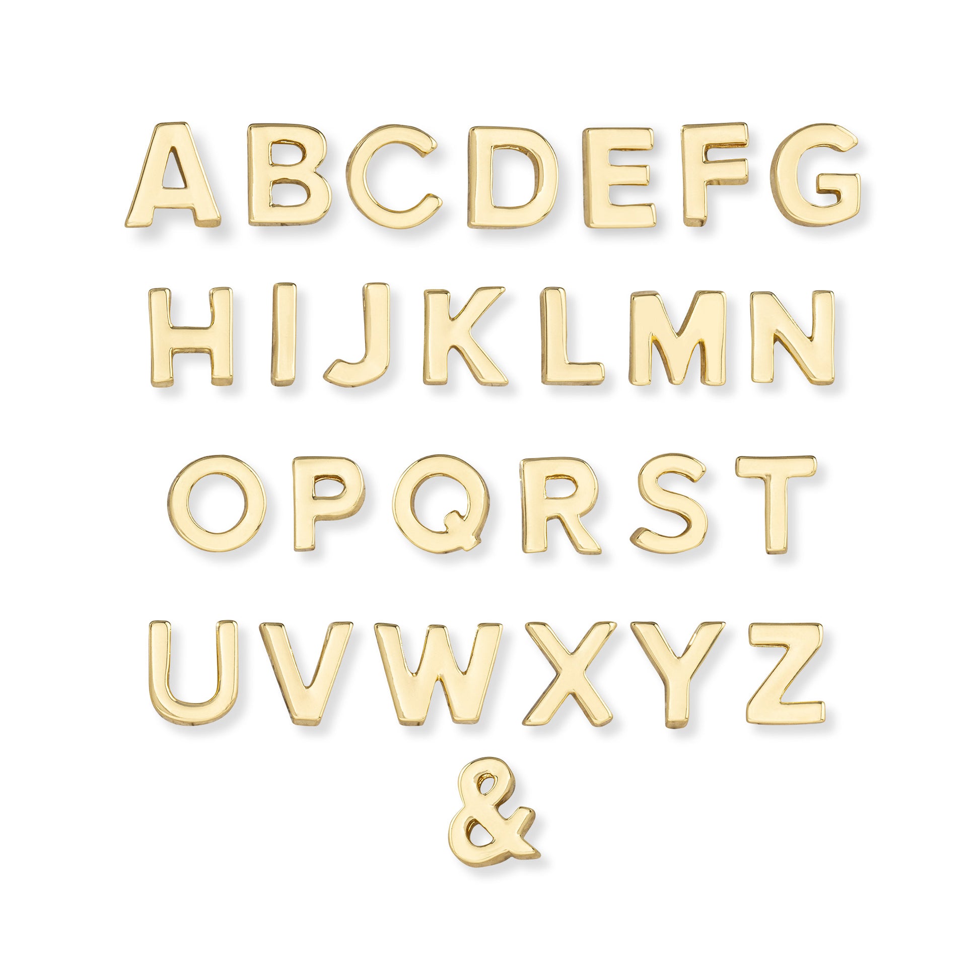 Simple gold monogram charms for necklaces and bracelets