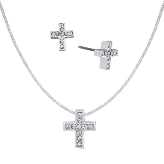 Cross necklace and earring set for faith jewelry lovers