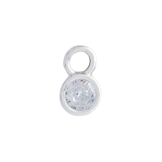 Clear crystal necklace charm for April birthstone jewelry