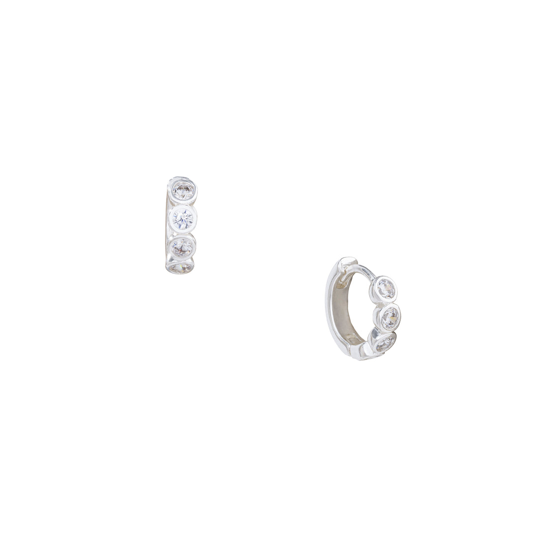 Diamondette dainty huggy hoops earrings with simulated diamonds