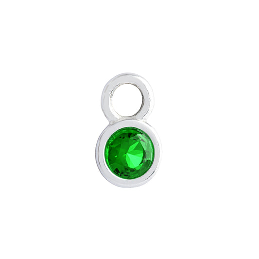 Emerald necklace and hoop earring charm for May birthstone jewelry