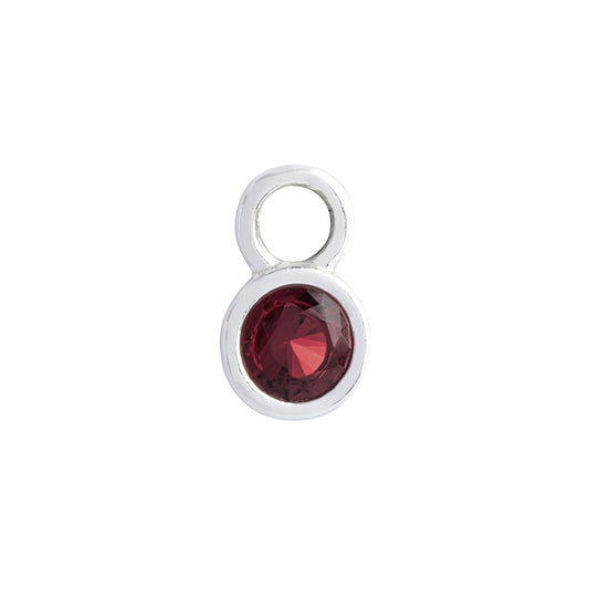 Garnet charm for hoop earrings and January birthstone necklaces