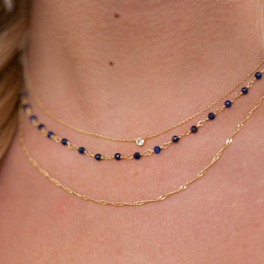 Lapis necklace chain for minimalist jewelry fans