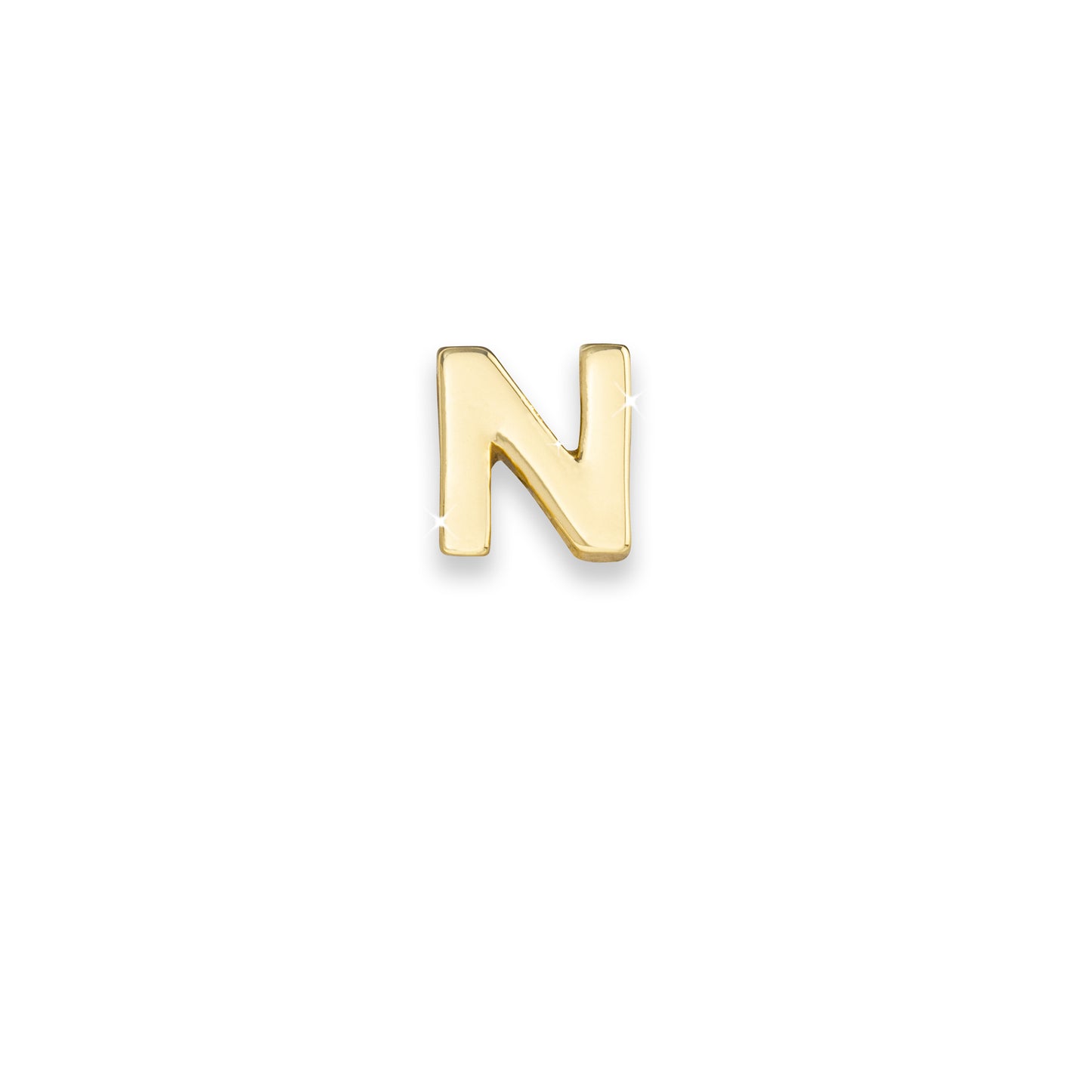 Gold letter N monogram charm for necklaces & bracelets