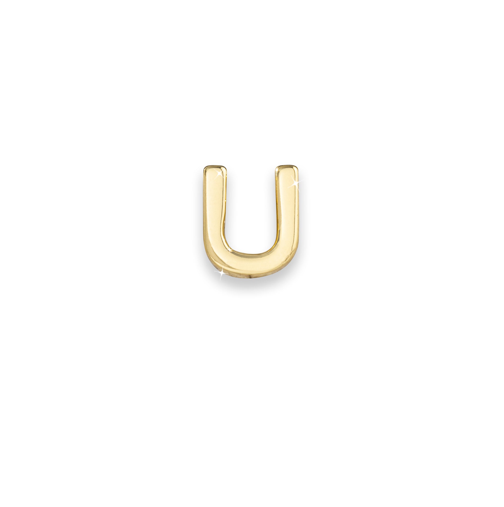 Gold letter U monogram charm for necklaces & bracelets