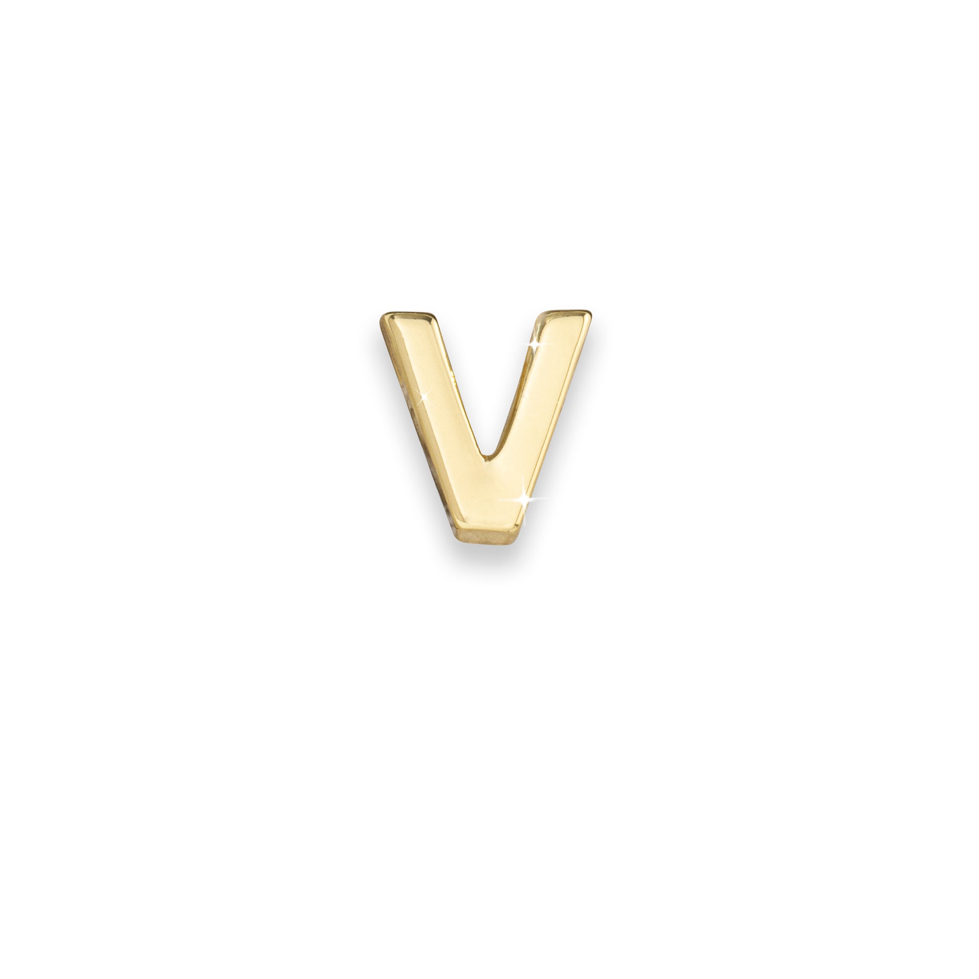 Gold letter V monogram charm for necklaces & bracelets
