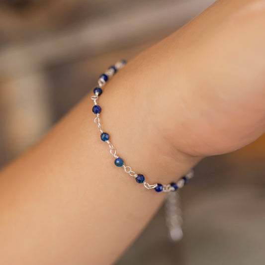 Silver lapis bracelet chain for minimalist jewelry fans