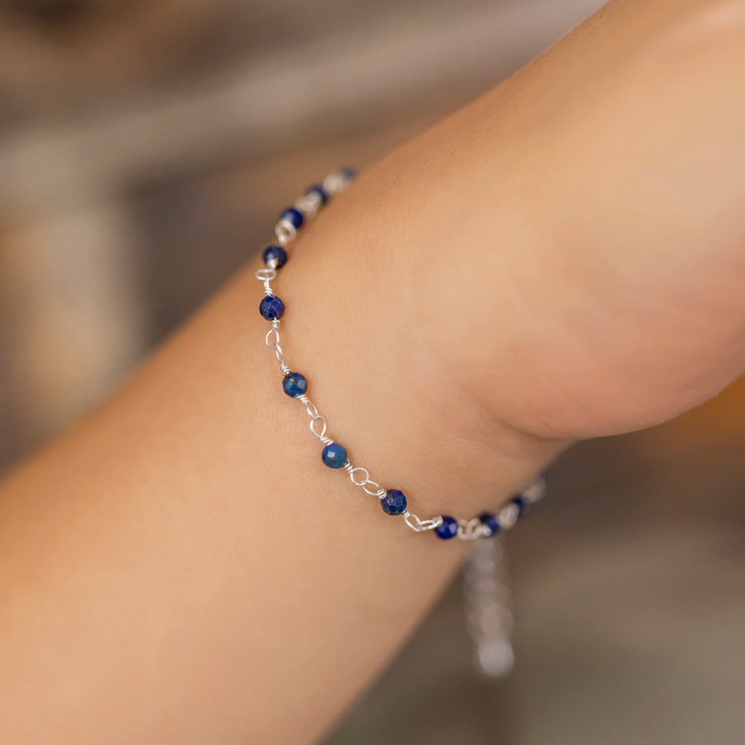 Silver lapis bracelet chain for minimalist jewelry fans