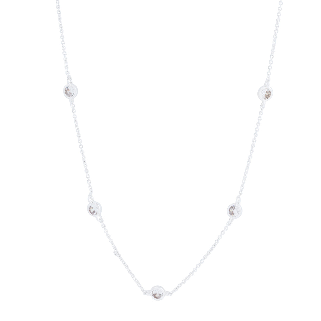 Silver multi bezel minimalist necklace for dainty jewelry lovers