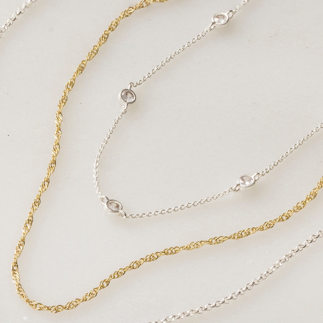 Silver & gold mixed metal dainty necklaces