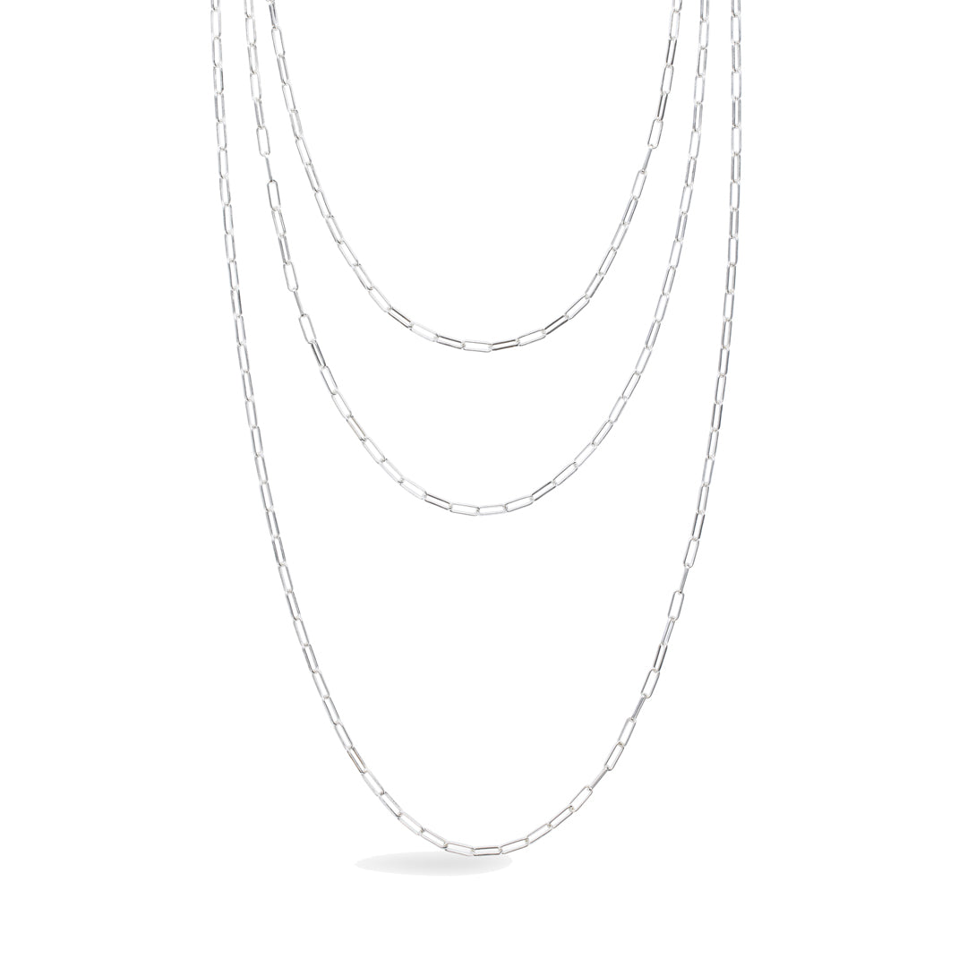 Silver layered paperclip necklaces