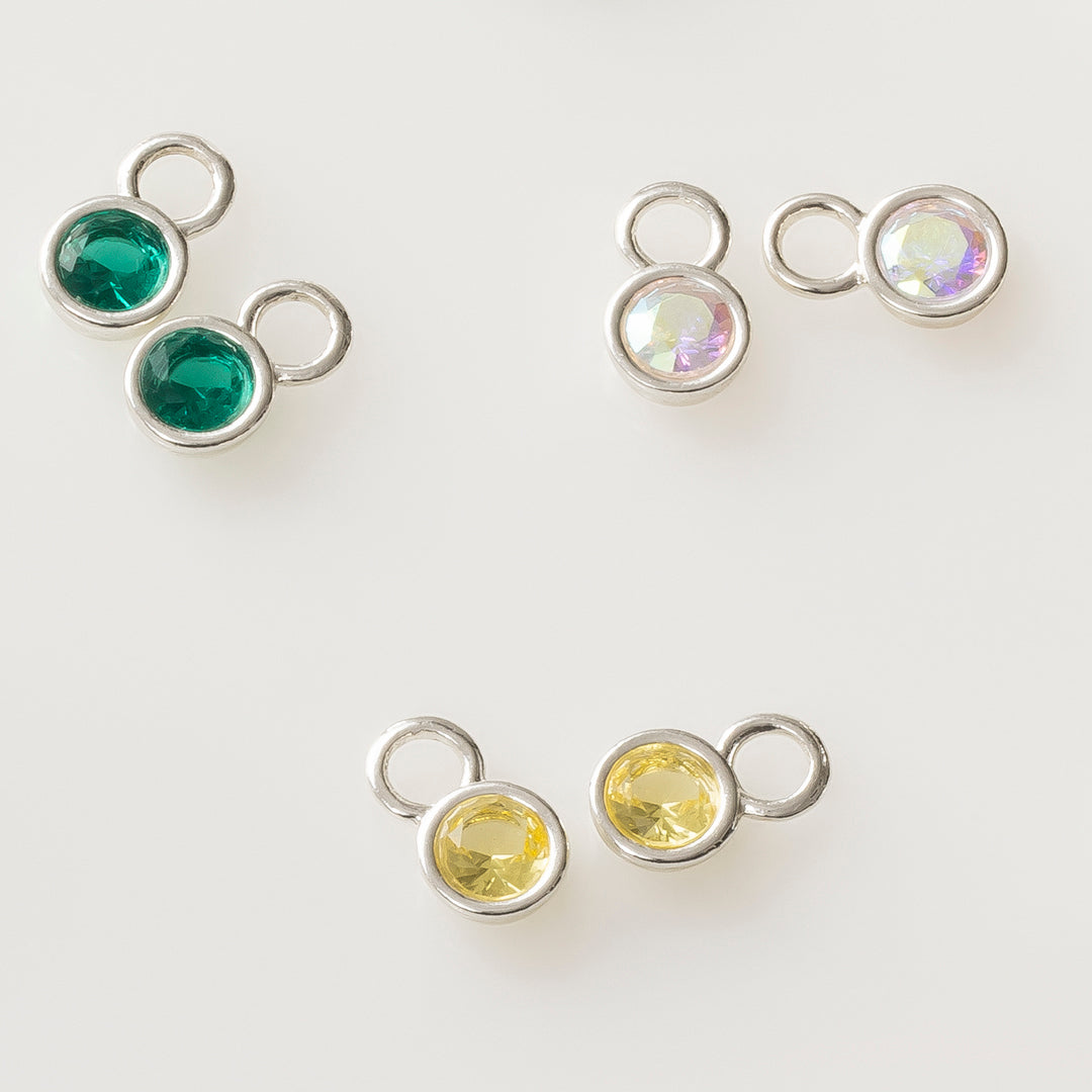 Birthstone jewelry charms for hoop earrings and necklaces