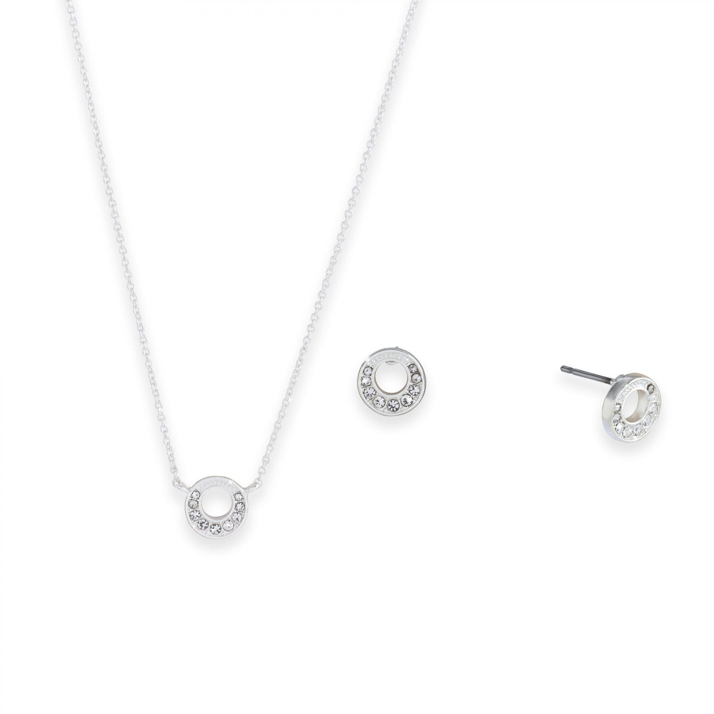 Circle Crystal Necklace and Earrings Set