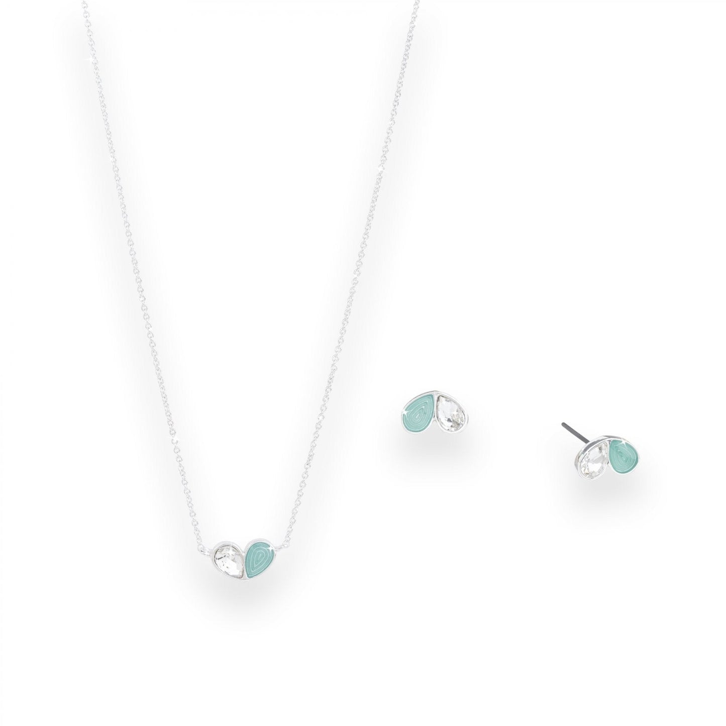 Contemporary Heart Necklace and Earring Set