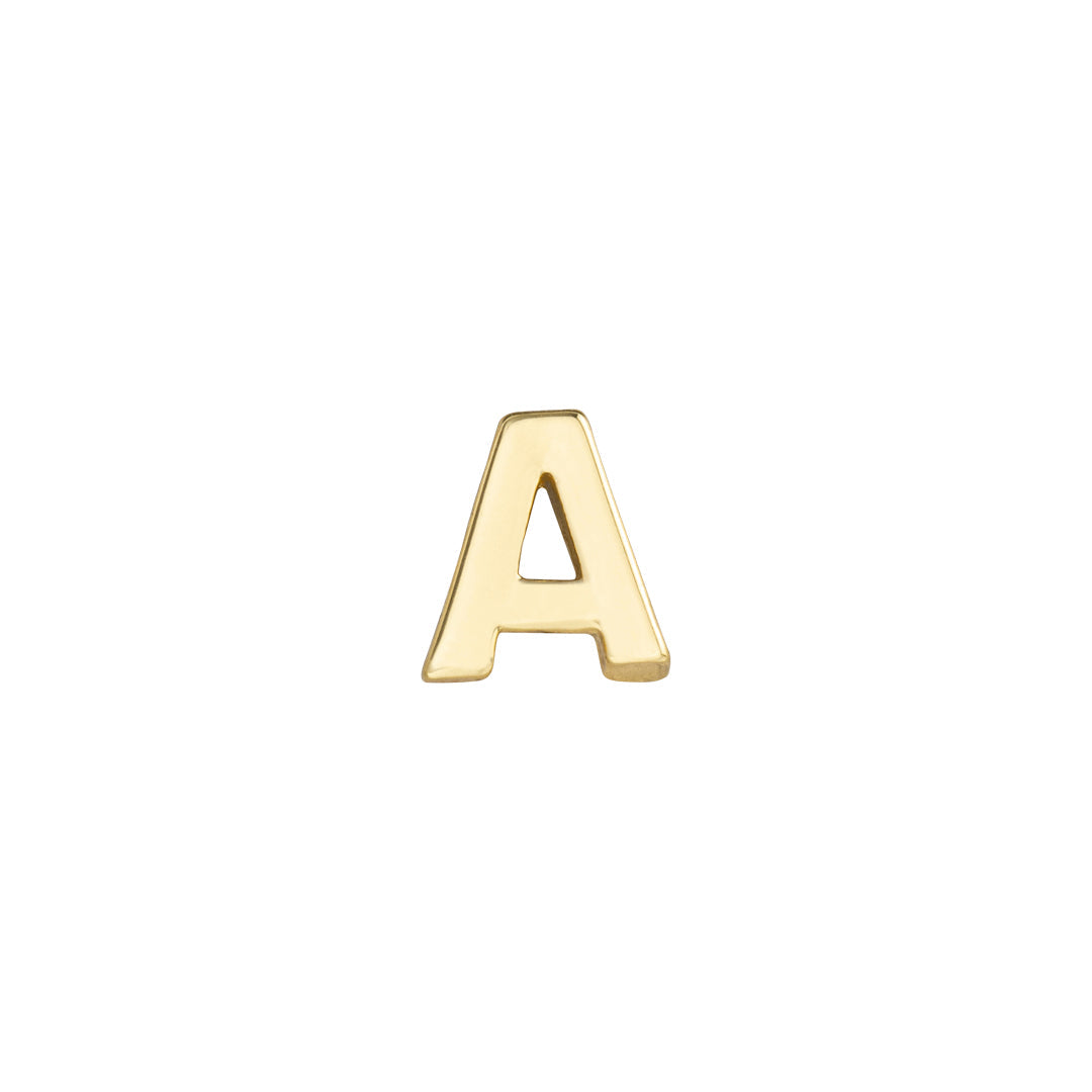 Gold letter A monogram charm for necklaces & bracelets